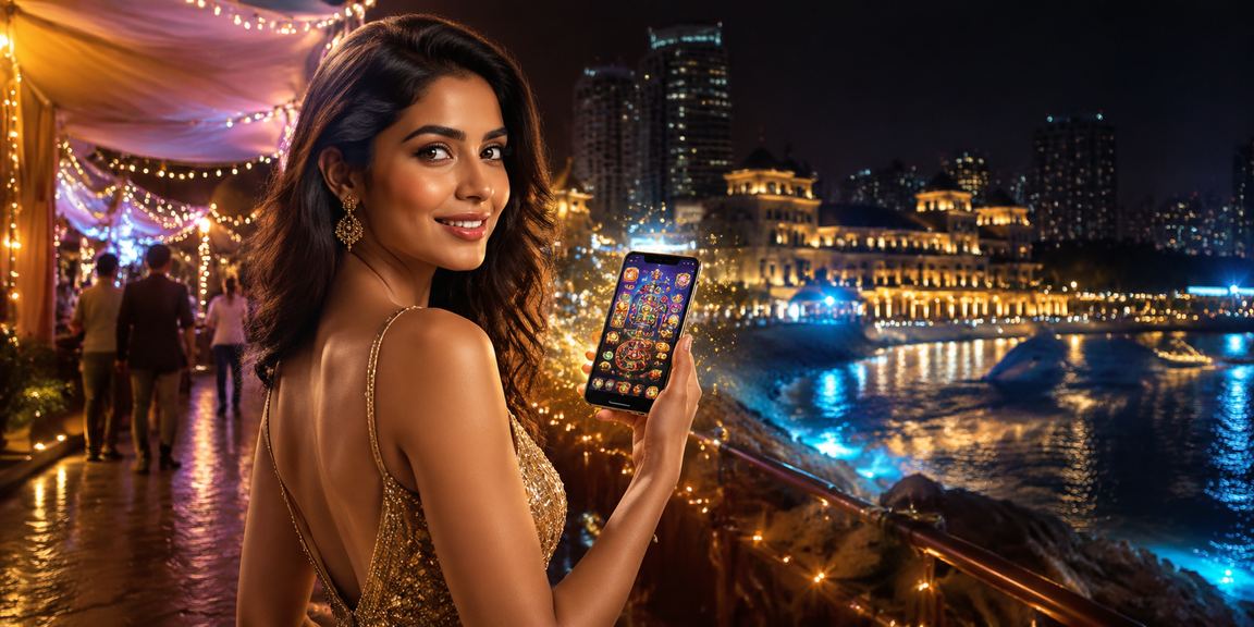 Mumbai Bandra with mobile casino gaming on blue gold theme